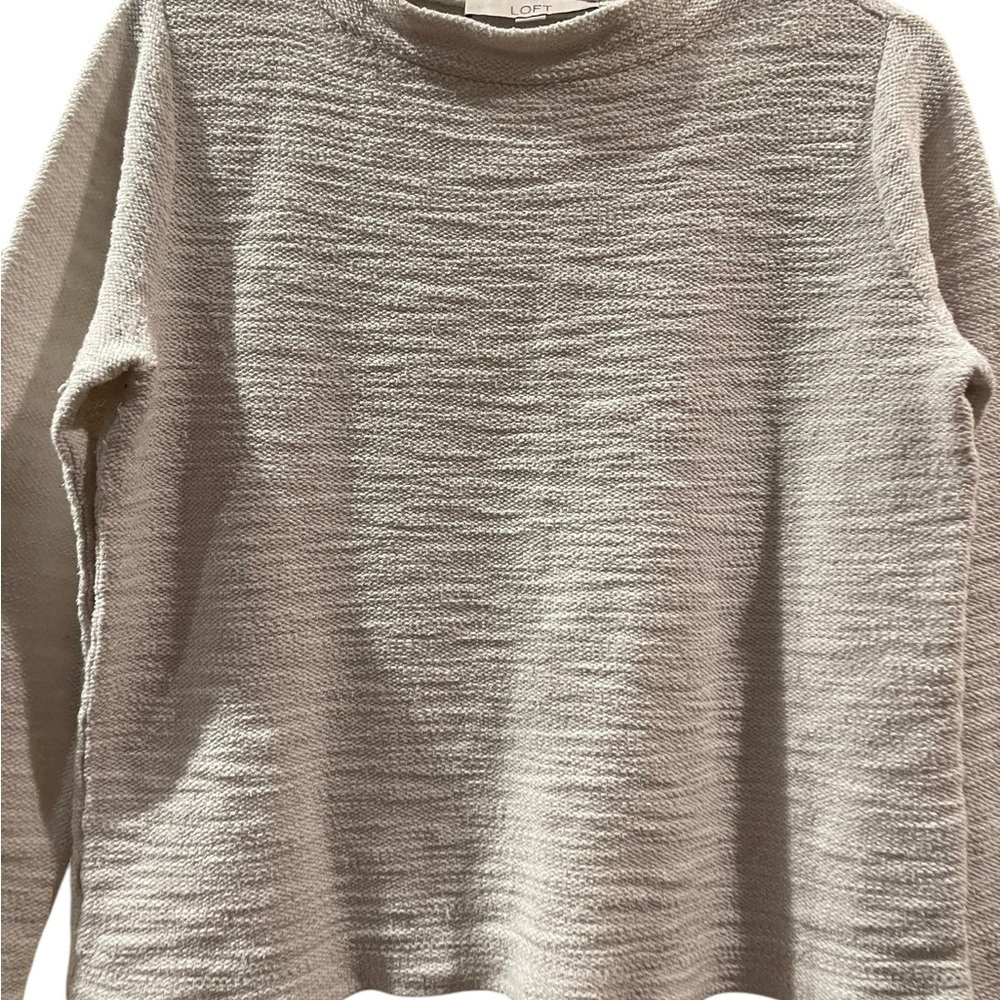 Loft Ann Taylor Women’s Sweater Cream Round Neck Long Sleeve Petite Small - Picture 5 of 7